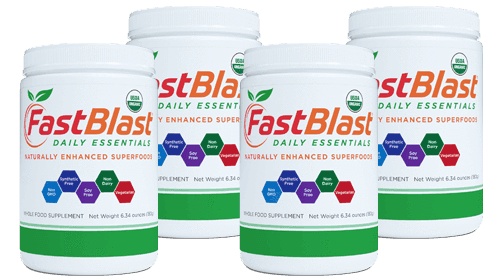 Four cans of fastblast daily essentials