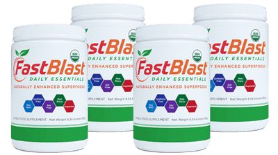 Four cans of fastblast daily essentials